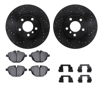 R1 Concepts® - eLINE Series Drilled and Slotted Rear Brake Kit with Ceramic Pads