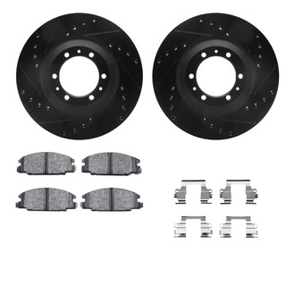 R1 Concepts® - eLINE Series Drilled and Slotted Front Brake Kit with Ceramic Pads