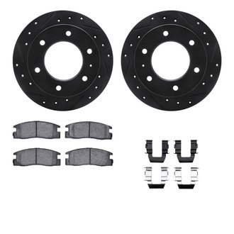 R1 Concepts® - eLINE Series Drilled and Slotted Rear Brake Kit with Ceramic Pads