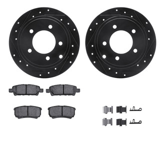 R1 Concepts® - eLINE Series Drilled and Slotted Rear Brake Kit with Ceramic Pads