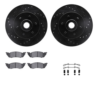 R1 Concepts® - eLINE Series Drilled and Slotted Front Brake Kit with Ceramic Pads