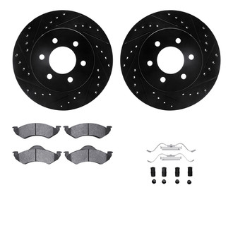R1 Concepts® - eLINE Series Drilled and Slotted Front Brake Kit with Ceramic Pads