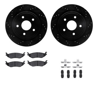 R1 Concepts® - eLINE Series Drilled and Slotted Rear Brake Kit with Ceramic Pads