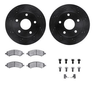 R1 Concepts® - eLINE Series Drilled and Slotted Front Brake Kit with Ceramic Pads