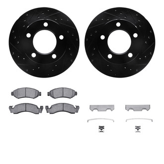 R1 Concepts® - eLINE Series Drilled and Slotted Front Brake Kit with Ceramic Pads