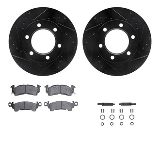 R1 Concepts® - eLINE Series Drilled and Slotted Front Brake Kit with Ceramic Pads