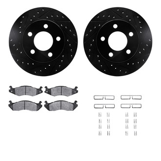 R1 Concepts® - eLINE Series Drilled and Slotted Front Brake Kit with Ceramic Pads