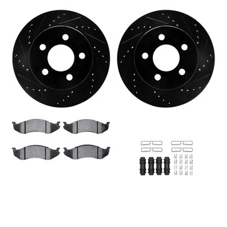 R1 Concepts® - eLINE Series Drilled and Slotted Front Brake Kit with Ceramic Pads