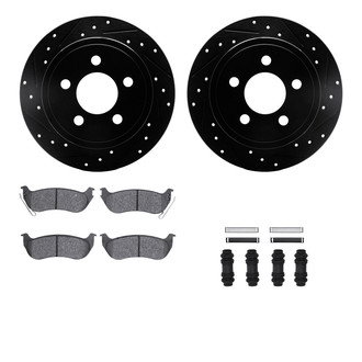 R1 Concepts® - eLINE Series Drilled and Slotted Rear Brake Kit with Ceramic Pads