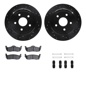 R1 Concepts® - eLINE Series Drilled and Slotted Rear Brake Kit with Ceramic Pads