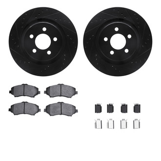 R1 Concepts® - eLINE Series Drilled and Slotted Front Brake Kit with Ceramic Pads