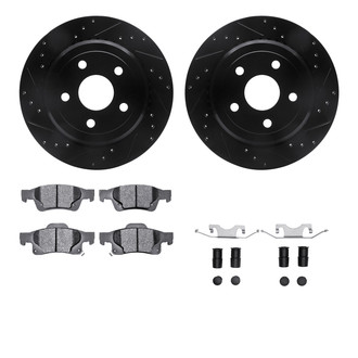 R1 Concepts® - eLINE Series Drilled and Slotted Rear Brake Kit with Ceramic Pads