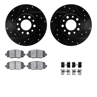 R1 Concepts® - eLINE Series Drilled and Slotted Rear Brake Kit with Ceramic Pads
