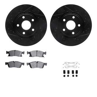 R1 Concepts® - eLINE Series Drilled and Slotted Front Brake Kit with Ceramic Pads