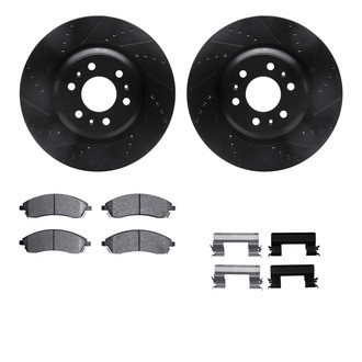 R1 Concepts® - eLINE Series Drilled and Slotted Front Brake Kit with Ceramic Pads