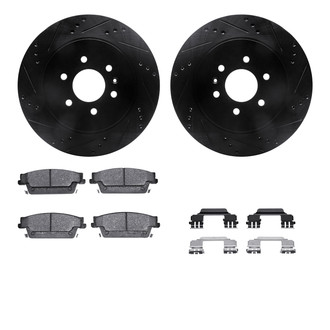 R1 Concepts® - eLINE Series Drilled and Slotted Rear Brake Kit with Ceramic Pads