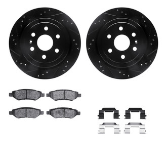 R1 Concepts® - eLINE Series Drilled and Slotted Rear Brake Kit with Ceramic Pads