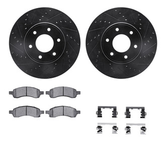 R1 Concepts® - eLINE Series Drilled and Slotted Front Brake Kit with Ceramic Pads