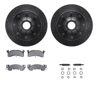 R1 Concepts® - eLINE Series Drilled and Slotted Front Brake Kit with Ceramic Pads