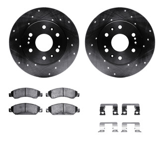 R1 Concepts® - eLINE Series Drilled and Slotted Front Brake Kit with Ceramic Pads