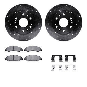 R1 Concepts® - eLINE Series Drilled and Slotted Front Brake Kit with Ceramic Pads