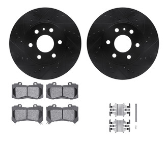 R1 Concepts® - eLINE Series Drilled and Slotted Front Brake Kit with Ceramic Pads