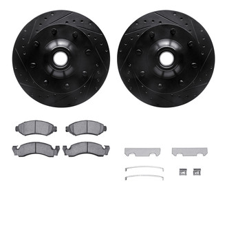 R1 Concepts® - eLINE Series Drilled and Slotted Front Brake Kit with Ceramic Pads