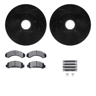 R1 Concepts® - eLINE Series Drilled and Slotted Front Brake Kit with Ceramic Pads