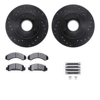 R1 Concepts® - eLINE Series Drilled and Slotted Front Brake Kit with Ceramic Pads