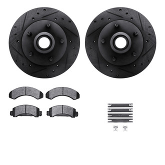 R1 Concepts® - eLINE Series Drilled and Slotted Front Brake Kit with Ceramic Pads
