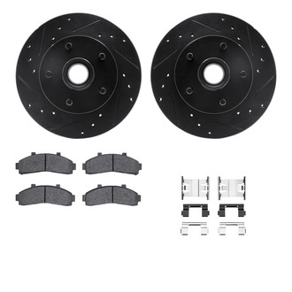 R1 Concepts® - eLINE Series Drilled and Slotted Front Brake Kit with Ceramic Pads