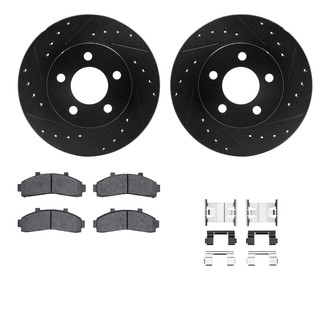 R1 Concepts® - eLINE Series Drilled and Slotted Front Brake Kit with Ceramic Pads