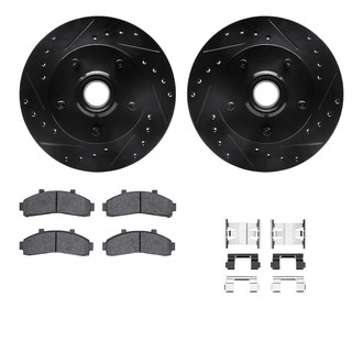R1 Concepts® - eLINE Series Drilled and Slotted Front Brake Kit with Ceramic Pads