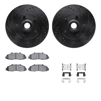 R1 Concepts® - eLINE Series Drilled and Slotted Front Brake Kit with Ceramic Pads