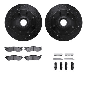 R1 Concepts® - eLINE Series Drilled and Slotted Front Brake Kit with Ceramic Pads