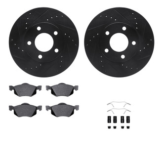 R1 Concepts® - eLINE Series Drilled and Slotted Front Brake Kit with Ceramic Pads