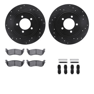 R1 Concepts® - eLINE Series Drilled and Slotted Rear Brake Kit with Ceramic Pads