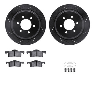 R1 Concepts® - eLINE Series Drilled and Slotted Rear Brake Kit with Ceramic Pads