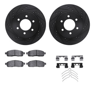R1 Concepts® - eLINE Series Drilled and Slotted Front Brake Kit with Ceramic Pads