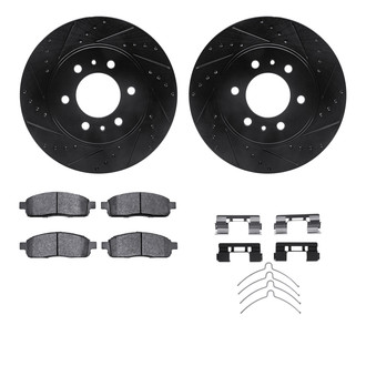 R1 Concepts® - eLINE Series Drilled and Slotted Front Brake Kit with Ceramic Pads