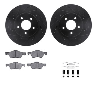 R1 Concepts® - eLINE Series Drilled and Slotted Front Brake Kit with Ceramic Pads