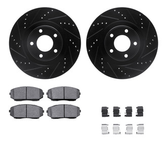 R1 Concepts® - eLINE Series Drilled and Slotted Front Brake Kit with Ceramic Pads
