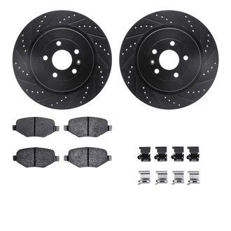 R1 Concepts® - eLINE Series Drilled and Slotted Rear Brake Kit with Ceramic Pads