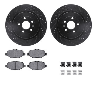 R1 Concepts® - eLINE Series Drilled and Slotted Rear Brake Kit with Ceramic Pads