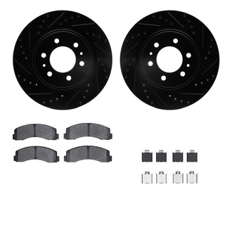 R1 Concepts® - eLINE Series Drilled and Slotted Front Brake Kit with Ceramic Pads