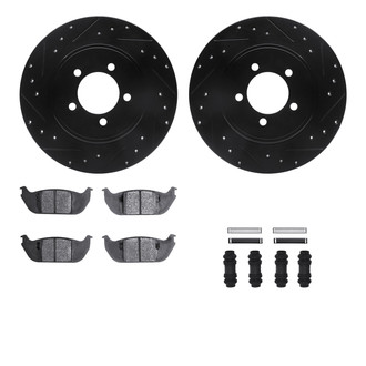 R1 Concepts® - eLINE Series Drilled and Slotted Rear Brake Kit with Ceramic Pads