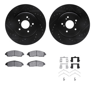 R1 Concepts® - eLINE Series Drilled and Slotted Front Brake Kit with Ceramic Pads