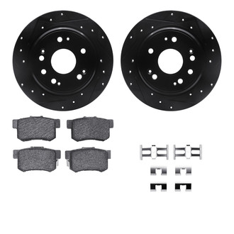 R1 Concepts® - eLINE Series Drilled and Slotted Rear Brake Kit with Ceramic Pads