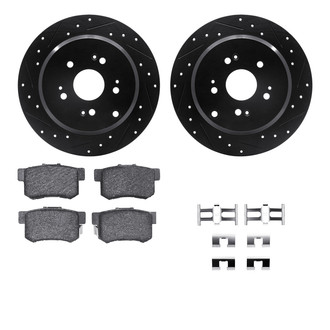 R1 Concepts® - eLINE Series Drilled and Slotted Rear Brake Kit with Ceramic Pads