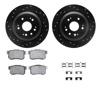 R1 Concepts® - eLINE Series Drilled and Slotted Rear Brake Kit with Ceramic Pads